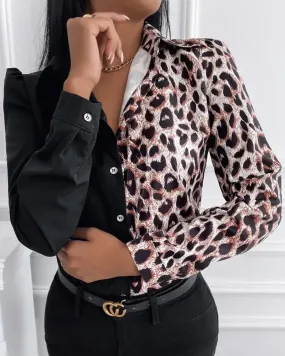 Deanwangkt - Cheetah Print Button Up Long Sleeve Shirt