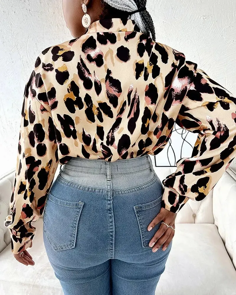 Deanwangkt - Leopard Print Long Sleeve Button Down Shirt